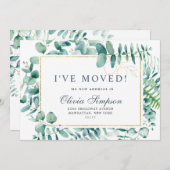 Waterverf Eucalyptus Moving Announcards Aankondiging (Voorkant / Achterkant)