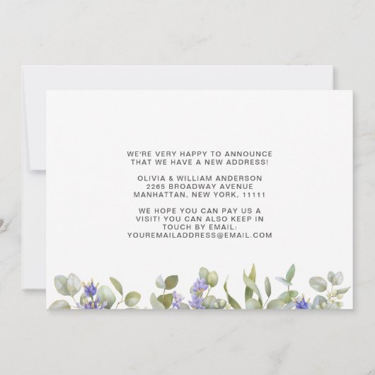 Waterverf Eucalyptus Moving Announge Kaart (Achterkant)