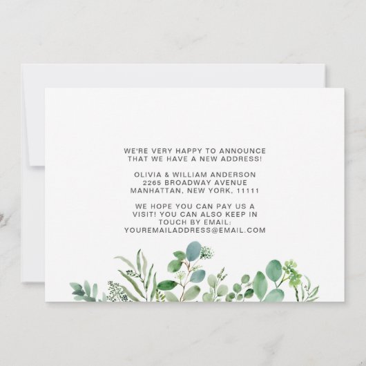 Waterverf Eucalyptus Moving Announge Kaart (Achterkant)