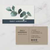 WATERVERF EUCALYPTUS NAVY KRAFT FOLIAGE BRANCH VISITEKAARTJE (Voorkant / Achterkant)