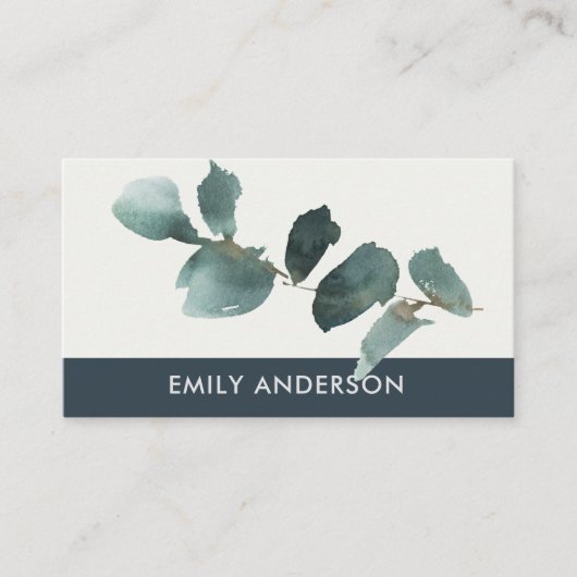 WATERVERF EUCALYPTUS NAVY KRAFT FOLIAGE BRANCH VISITEKAARTJE (Voorkant)