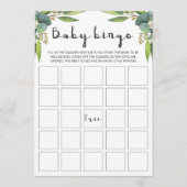 Waterverf Eucalyptus Neutrale Baby Bingo-kaarten (Voorkant)