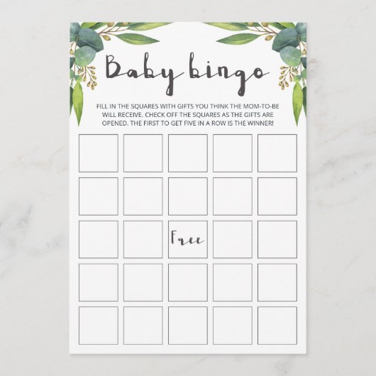 Waterverf Eucalyptus Neutrale Baby Bingo-kaarten