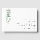 Waterverf Eucalyptus New Mrs Wedding Gastenboek (Voorkant)