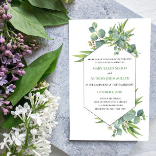 Waterverf Eucalyptus Nuptial Mass Invitation Kaart