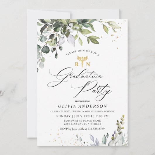 Waterverf Eucalyptus Nursing School Afstuderen Kaart (Voorkant)