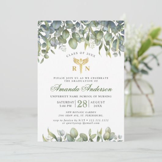 Waterverf Eucalyptus Nursing School Afstuderen Kaart (Staand voorkant)