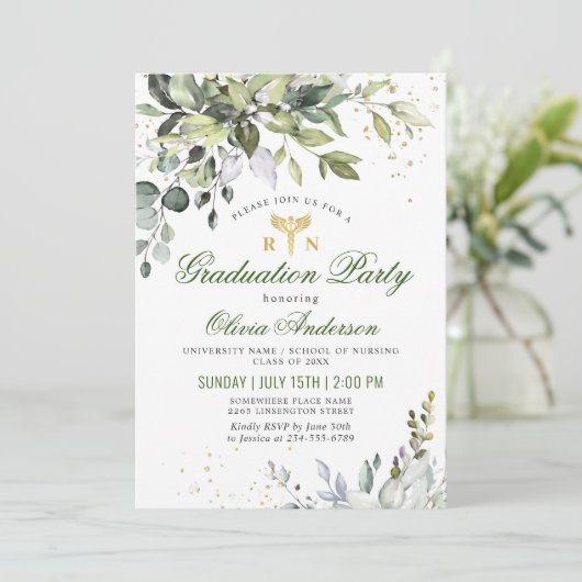 Waterverf Eucalyptus Nursing School Afstuderen Kaart (Staand voorkant)