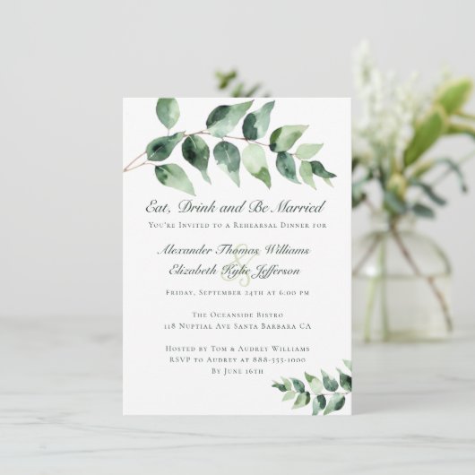 Waterverf Eucalyptus Oefendiner | Wit Kaart (Staand voorkant)