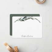 Waterverf Eucalyptus Olive op maat Notitiekaartje (Voorkant / Achterkant in situ)