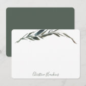 Waterverf Eucalyptus Olive op maat Notitiekaartje (Voorkant / Achterkant)