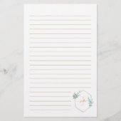 Waterverf Eucalyptus-omhuld monogram Briefpapier (Voorkant)