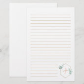 Waterverf Eucalyptus-omhuld monogram Briefpapier (Voorkant / Achterkant)