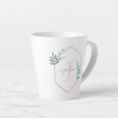 Waterverf Eucalyptus-omhuld monogram Latte Mok (Rechterhoek)