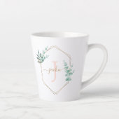 Waterverf Eucalyptus-omhuld monogram Latte Mok (Rechts)