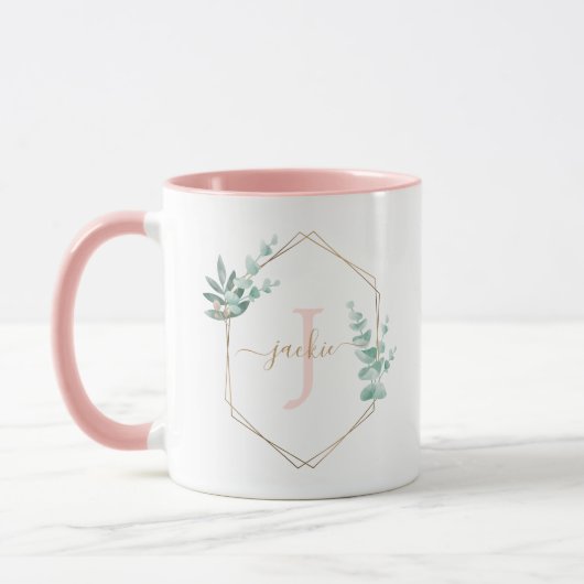 Waterverf Eucalyptus-omhuld monogram Mok (Links)