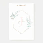 Waterverf Eucalyptus-omhuld monogram Post-it® Notes (Voorkant)