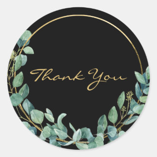 Waterverf Eucalyptus op Gold Wreater Hartelijk dan Ronde Sticker