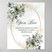Waterverf Eucalyptus Open Bar Bord Groen Goud Poster (Voorkant)