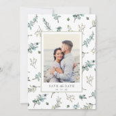 Waterverf Eucalyptus Pattern Foto Weddenschap Save The Date (Voorkant)
