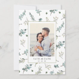 Waterverf Eucalyptus Pattern Foto Weddenschap Save The Date