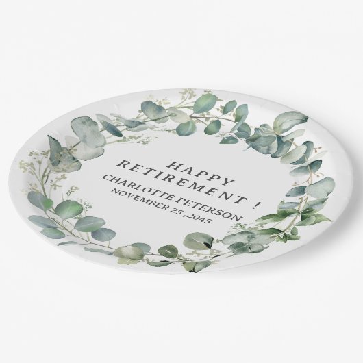Waterverf Eucalyptus Pensioen Partij Papieren Bordje (Gekanteld)