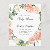 Waterverf Eucalyptus & Peonies Baby shower Uitnodiging Briefkaart (Voorkant)