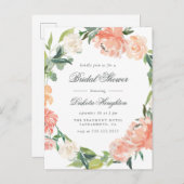 Waterverf Eucalyptus & Peonies Vrijgezellenfeest Uitnodiging Briefkaart (Voorkant / Achterkant)