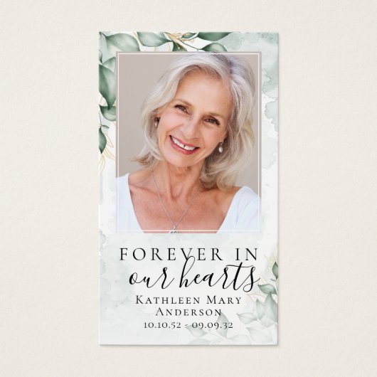 Waterverf Eucalyptus Photo Memorial Prayer Card Visitekaartje (Voorkant)