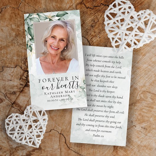 Waterverf Eucalyptus Photo Memorial Prayer Card Visitekaartje