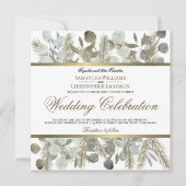 Waterverf Eucalyptus & Pine Boho Chic Wedding Kaart (Voorkant)