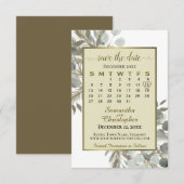 Waterverf Eucalyptus Pine Calendar Gold Wedding Save The Date (Voorkant / Achterkant)