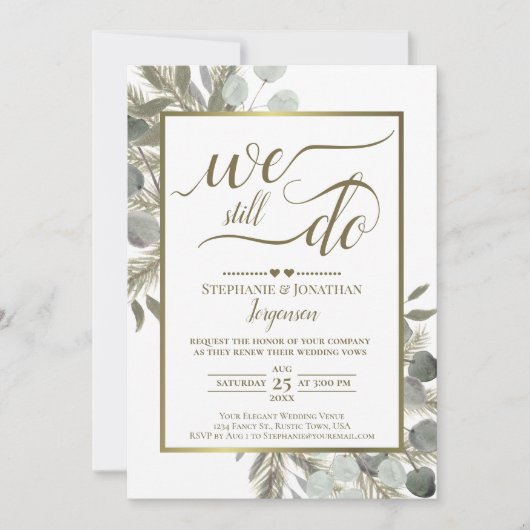 Waterverf Eucalyptus & Pine Gold Vow Renewal Kaart (Voorkant)