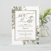 Waterverf Eucalyptus & Pine Gold Vow Renewal Kaart (Staand voorkant)