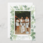Waterverf Eucalyptus & Pine-kerstkaart Feestdagenkaart (Voorkant / Achterkant)