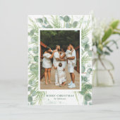 Waterverf Eucalyptus & Pine-kerstkaart Feestdagenkaart (Staand voorkant)