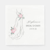 Waterverf Eucalyptus Pioenen Jurk Vrijgezellenfees Servet (Voorkant)