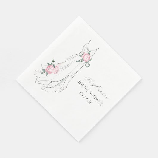 Waterverf Eucalyptus Pioenen Jurk Vrijgezellenfees Servet (Hoek)