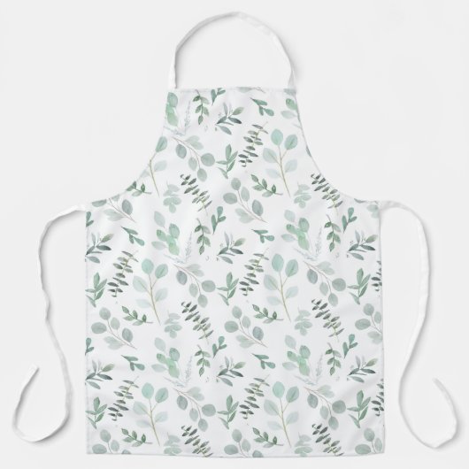 Waterverf Eucalyptus Print Apron Schort (Voorkant)