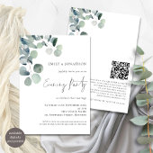Waterverf Eucalyptus QR Code Huwelijksavond Kaart