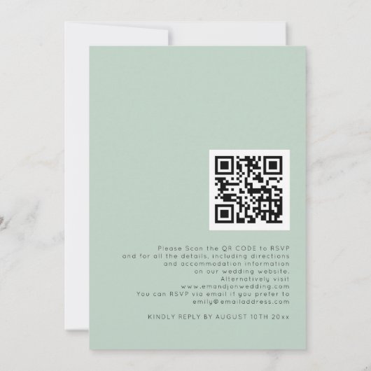 Waterverf Eucalyptus QR Code Trouwen Kaart (Achterkant)