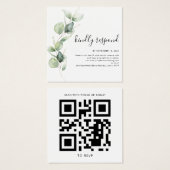 Waterverf Eucalyptus QR Code Trouwwebsite RSVP Vierkante Visitekaartjes (Voorkant /achterkant)