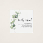 Waterverf Eucalyptus QR Code Trouwwebsite RSVP Vierkante Visitekaartjes (Voorkant)