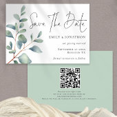 Waterverf Eucalyptus QR codescript Sla de datum op Save The Date