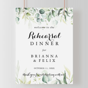 Waterverf Eucalyptus Rehearsal Dinner Welkom Poster