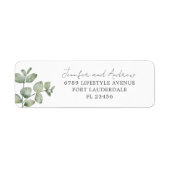 Waterverf Eucalyptus Retouradres Huwelijk Etiket (Voorkant)