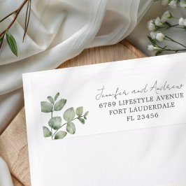 Waterverf Eucalyptus Retouradres Huwelijk  Etiket