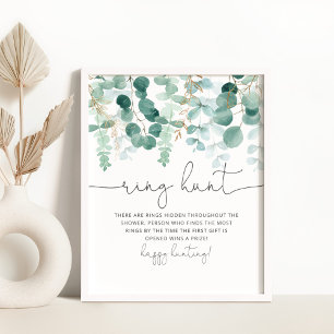 Waterverf eucalyptus ring zoek bruids-shower spel poster