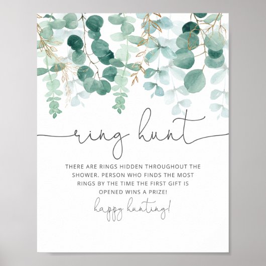 Waterverf eucalyptus ringjacht vrijgezellenfeest poster (Voorkant)