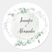 Waterverf Eucalyptus Ronde Sticker (Voorkant)